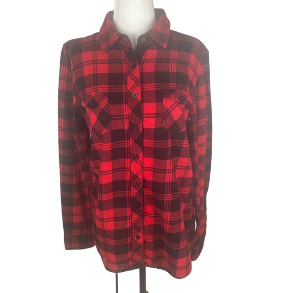 Weatherproof Vintage Women's Red Black Buffalo Plaid Button Down Shirt Size M - Picture 3 of 14